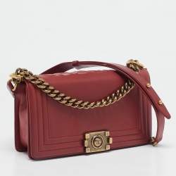 Chanel Red Leather Medium Boy Flap Bag