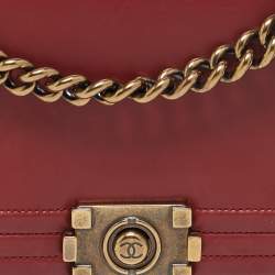 Chanel Red Leather Medium Boy Flap Bag