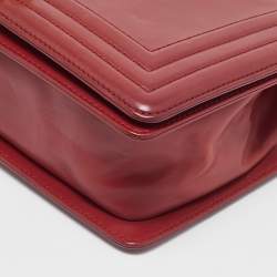 Chanel Red Leather Medium Boy Flap Bag