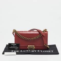 Chanel Red Leather Medium Boy Flap Bag