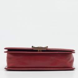 Chanel Red Leather Medium Boy Flap Bag