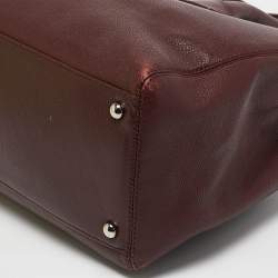 Pre Owned Chanel Burgundy Leather Small Cerf Shopper Tote
