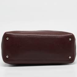 Pre Owned Chanel Burgundy Leather Small Cerf Shopper Tote