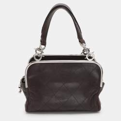 Pre Owned Chanel Brown Quilted Leather Frame Bag