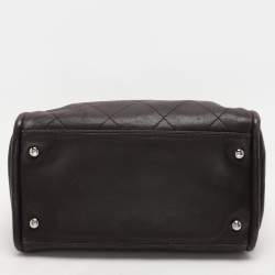 Pre Owned Chanel Brown Quilted Leather Frame Bag