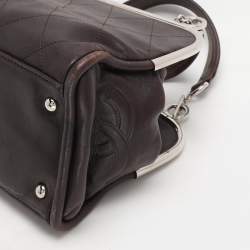 Pre Owned Chanel Brown Quilted Leather Frame Bag