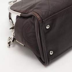 Pre Owned Chanel Brown Quilted Leather Frame Bag