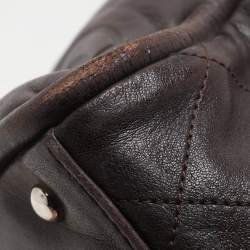 Pre Owned Chanel Brown Quilted Leather Frame Bag