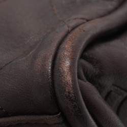 Pre Owned Chanel Brown Quilted Leather Frame Bag