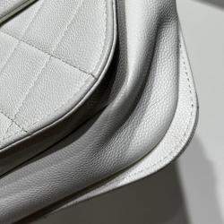 Pre Owned Chanel White Caviar Quilted Small Top Handle Flap Bag
