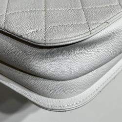 Pre Owned Chanel White Caviar Quilted Small Top Handle Flap Bag