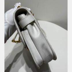 Pre Owned Chanel White Caviar Quilted Small Top Handle Flap Bag