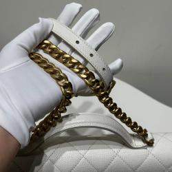 Pre Owned Chanel White Caviar Quilted Small Top Handle Flap Bag