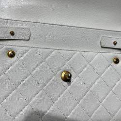 Pre Owned Chanel White Caviar Quilted Small Top Handle Flap Bag