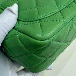 Pre Owned Chanel Green Leather Quilted Mini Pearl Square Flap Bag