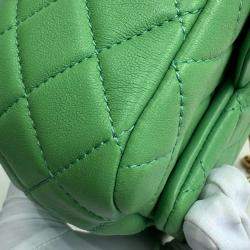 Pre Owned Chanel Green Leather Quilted Mini Pearl Square Flap Bag