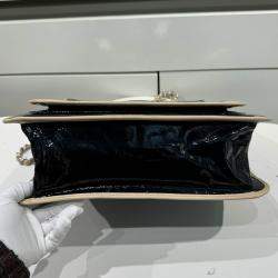 Pre Owned Chanel Chocolate Bar Quilted Patent Bag