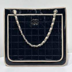 Pre Owned Chanel Chocolate Bar Quilted Patent Bag