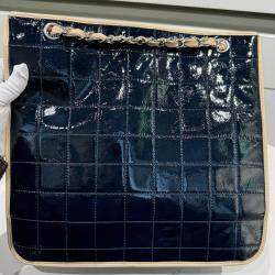 Pre Owned Chanel Chocolate Bar Quilted Patent Bag