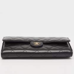 Chanel Black Quilted Leather Classic Flap Continental Wallet