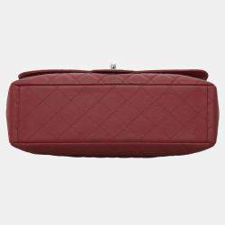 Pre Owned Chanel Red Caviar Leather Maxi Flap Bag