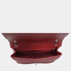 Pre Owned Chanel Red Caviar Leather Maxi Flap Bag