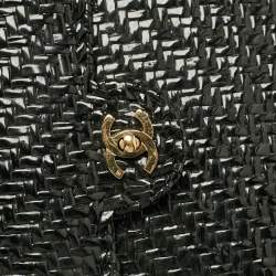 Chanel Black Woven Wicker Jumbo Classic Flap Bag
