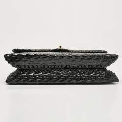 Chanel Black Woven Wicker Jumbo Classic Flap Bag