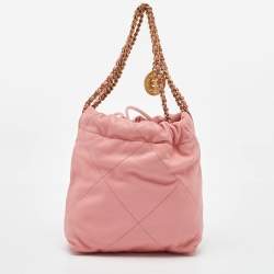 Pre Owned Chanel Pink Quilted Caviar Leather Mini 22 Chain Bag