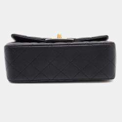 Chanel Black Lambskin Matelasse Top Handle Flap Bag