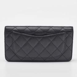 Chanel Black Quilted Caviar Leather L Yen Continental Wallet