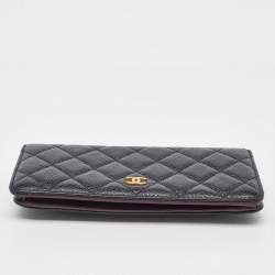 Chanel Black Quilted Caviar Leather L Yen Continental Wallet