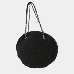 Pre Owned Chanel Black Shearling Round Shoulder Bag