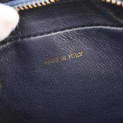 Pre Owned Chanel Navy Lambskin Leather Fringe Handbag 