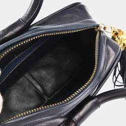 Pre Owned Chanel Navy Lambskin Leather Fringe Handbag 