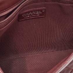 Pre Owned Chanel Red/Black Quilted Leather Engraved CC Contrast Trim Flap Shoulder Bag