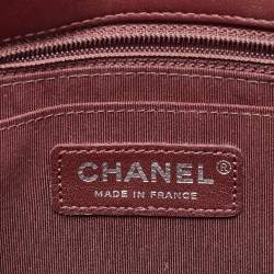 Pre Owned Chanel Red/Black Quilted Leather Engraved CC Contrast Trim Flap Shoulder Bag