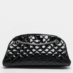 Pre Owned Chanel Black Quilted Patent Leather Medium Just Mademoiselle Bowler Bag