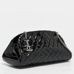 Pre Owned Chanel Black Quilted Patent Leather Medium Just Mademoiselle Bowler Bag