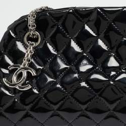 Pre Owned Chanel Black Quilted Patent Leather Medium Just Mademoiselle Bowler Bag
