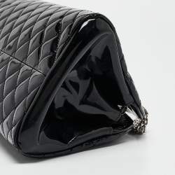 Pre Owned Chanel Black Quilted Patent Leather Medium Just Mademoiselle Bowler Bag