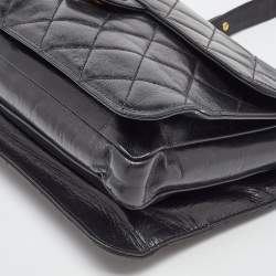 Chanel Black Quilted Aged Leather Large Perfect Edge Flap Bag
