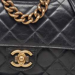 Chanel Black Quilted Aged Leather Large Perfect Edge Flap Bag