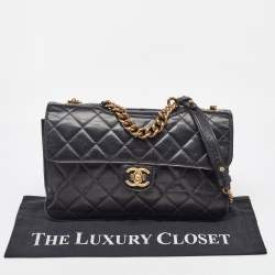 Chanel Black Quilted Aged Leather Large Perfect Edge Flap Bag