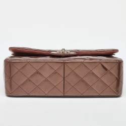 Pre Owned Chanel Antique Rose Quilted Patent Vinyl Jumbo Classic Double Flap Bag