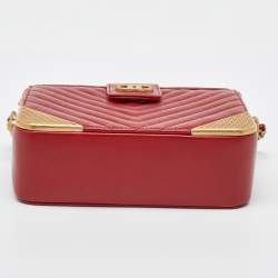 Chanel Red Chevron Leather Rock The Corner Minaudiere Bag