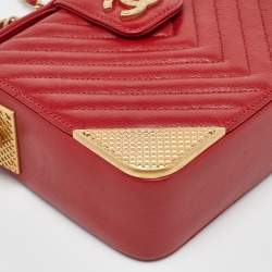 Chanel Red Chevron Leather Rock The Corner Minaudiere Bag