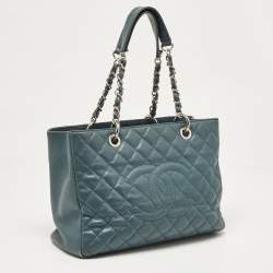 Chanel Blue Quilted Caviar Leather GST Tote