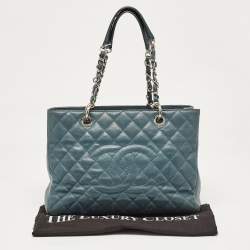 Chanel Blue Quilted Caviar Leather GST Tote