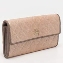 Chanel Beige Coated Tweed CC Flap Wallet